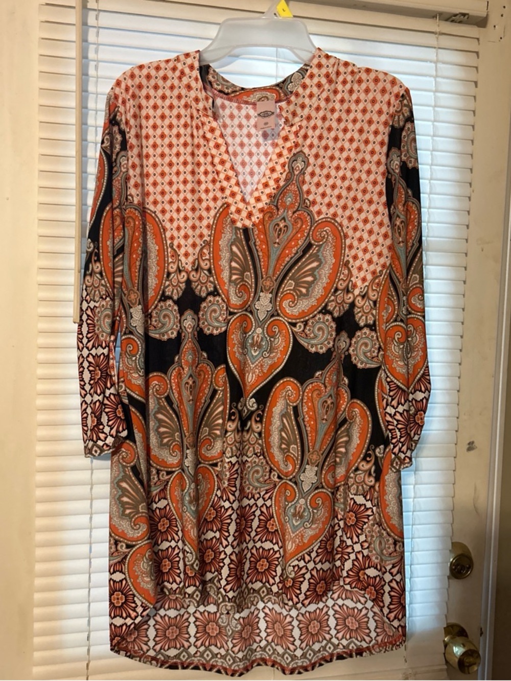 Pink Coconut Paisley Tunic with Orange Floral Motif